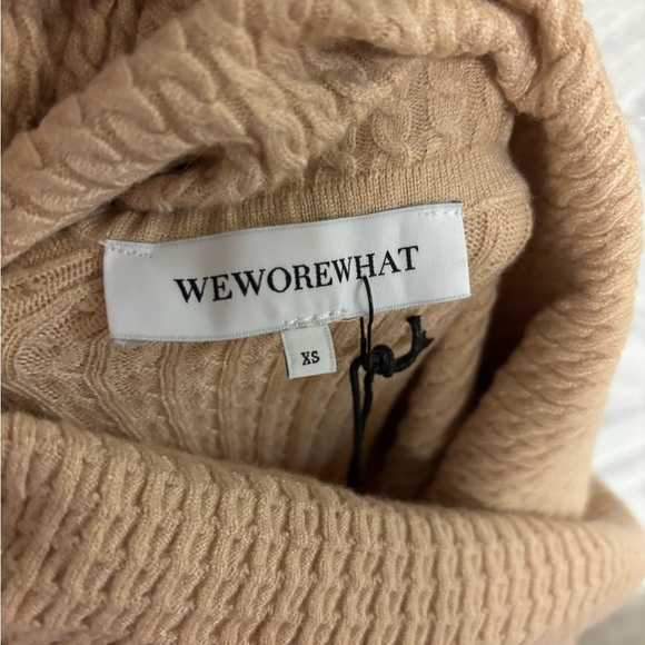 WeWoreWhat | Off Shoulder Sweater Dress In Beige Size XS NWT Cable Knit MIDI - Picture 7 of 12